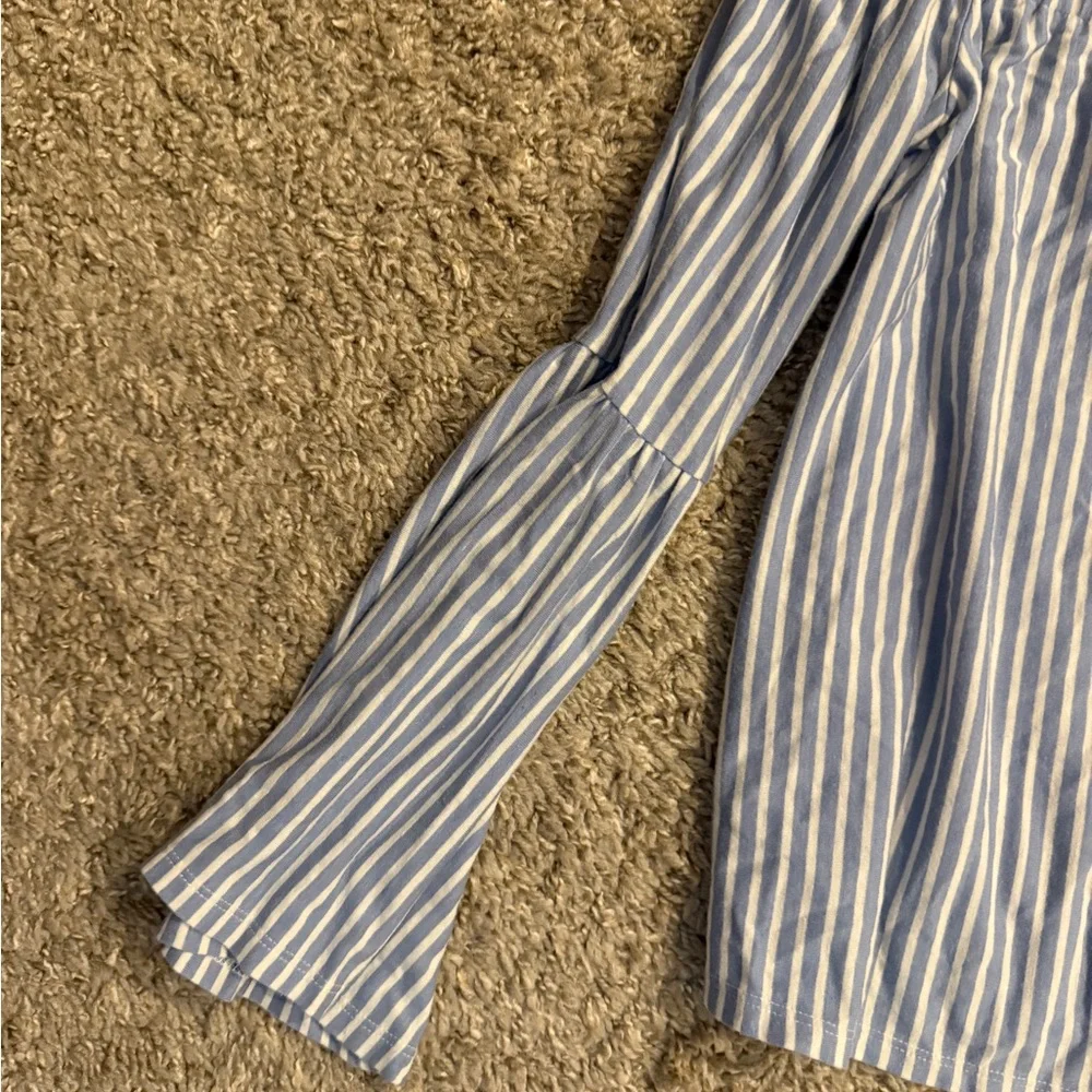 Blue Striped Off-Shoulder Top - Picture 4 of 5